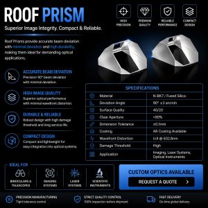 Roof Prism – High Precision Optical Roof Prism for Compact Imaging, Beam Folding, and Advanced Optical Instrument Systems